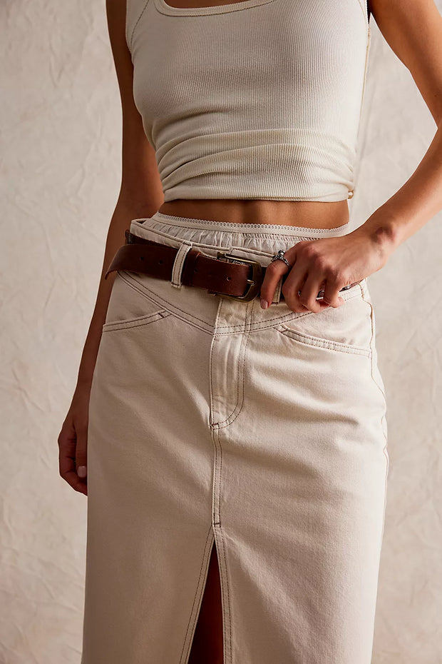 FREE PEOPLE COME AS YOU ARE MAXI DENIM SKIRT - IVORY