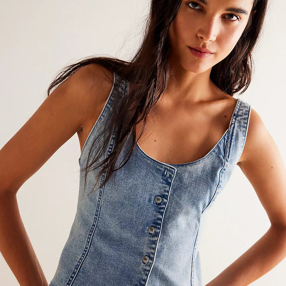 FREE PEOPLE KARA VEST - CLEAR STREAM