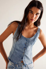 FREE PEOPLE KARA VEST - CLEAR STREAM