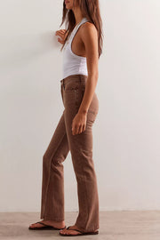 FREE PEOPLE XENA SLIM STRAIGHT JEANS - CHOCOLATE MOUSSE