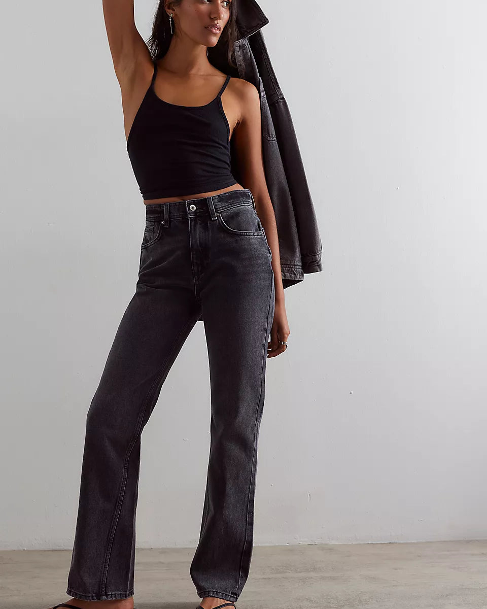 FREE PEOPLE XENA SLIM STRAIGHT JEANS - DARK NIGHT