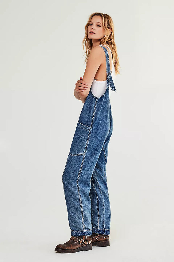 FREE PEOPLE HIGH ROLLER JUMPSUIT - SAPPHIRE BLUE - LAST SIZE S