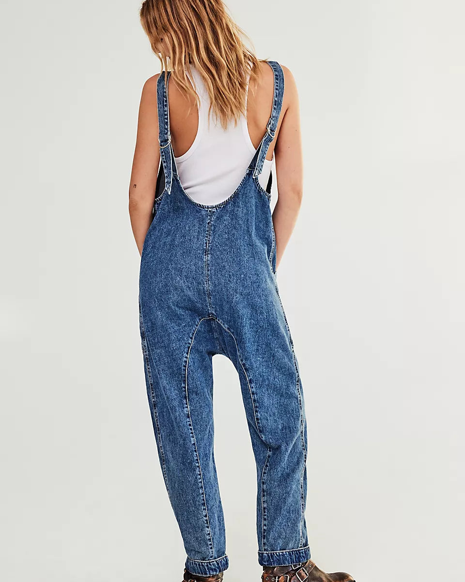 FREE PEOPLE HIGH ROLLER JUMPSUIT - SAPPHIRE BLUE - LAST SIZE S