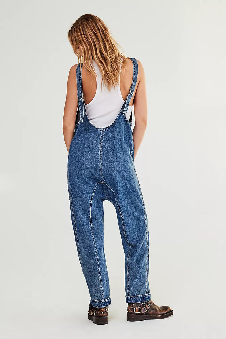 FREE PEOPLE HIGH ROLLER JUMPSUIT - SAPPHIRE BLUE - LAST SIZE S