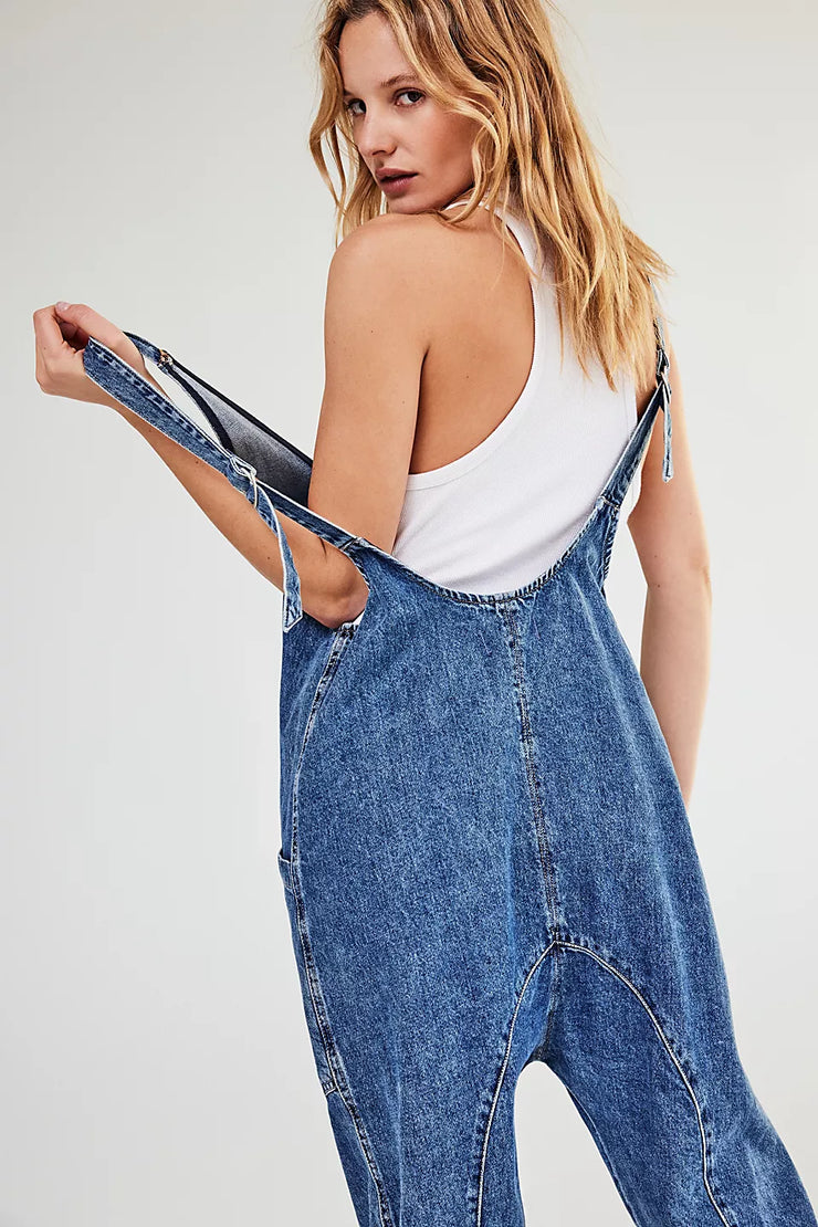 FREE PEOPLE HIGH ROLLER JUMPSUIT - SAPPHIRE BLUE - LAST SIZE S