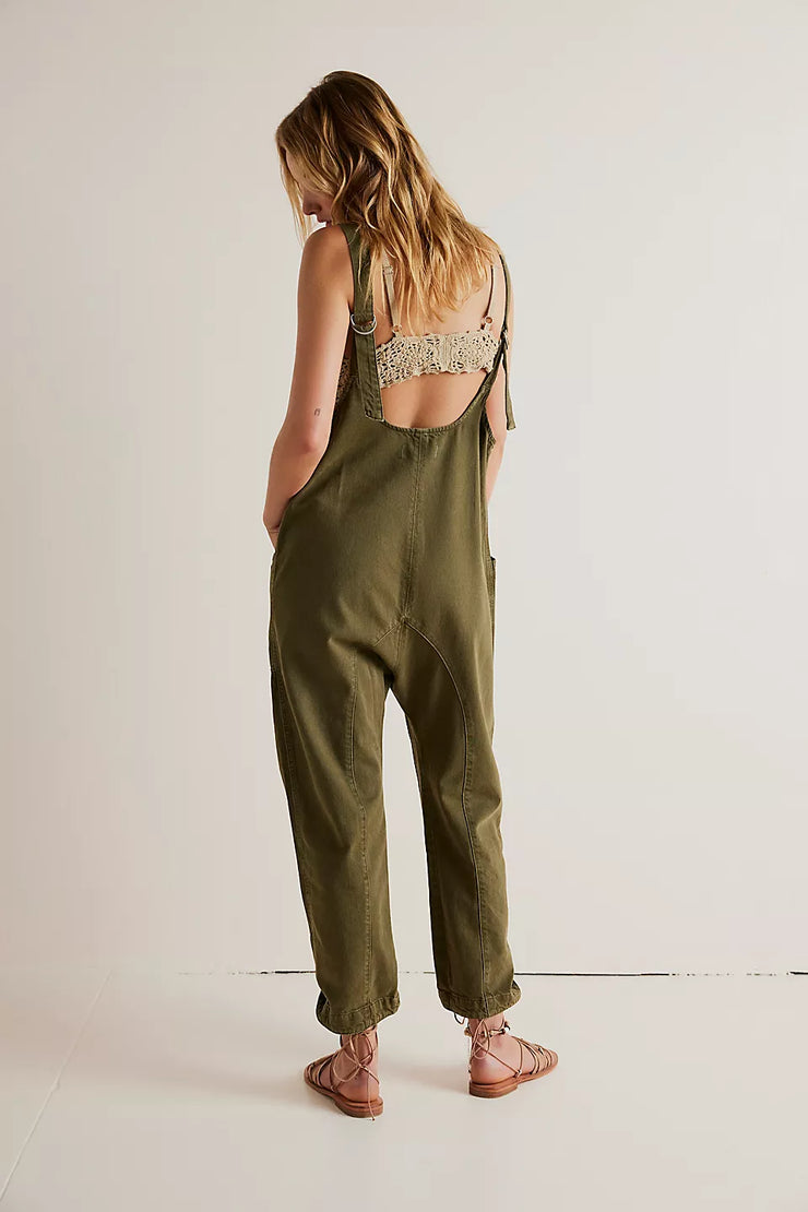 FREE PEOPLE HIGH ROLLER JUMPSUIT - MOSS STONE - LAST SIZE L