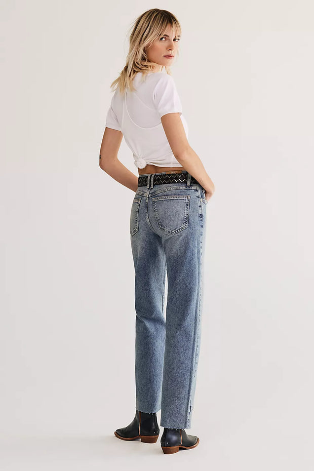 FREE PEOPLE RISK TAKER MID - RISE STRAIGHT JEANS - MANTRA