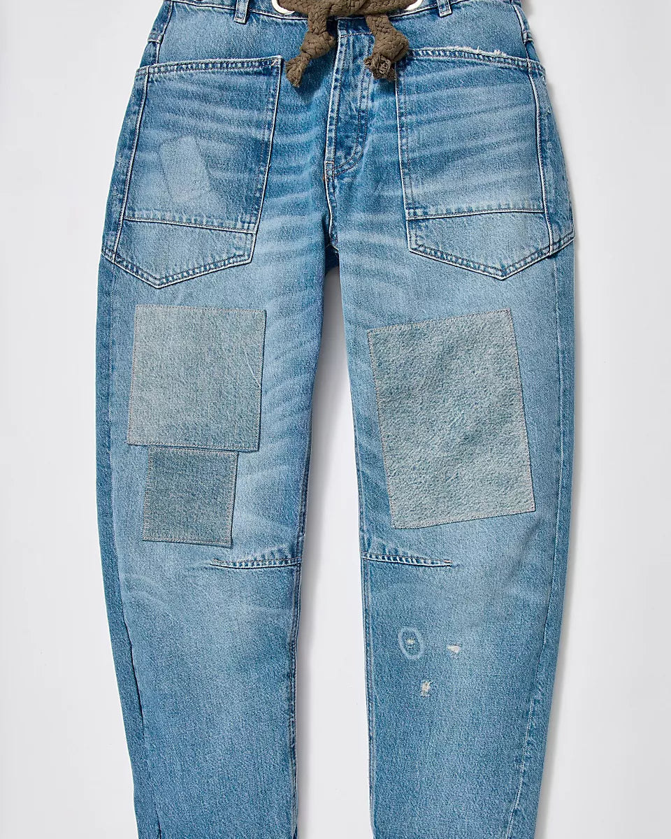 FREE PEOPLE MOXIE PULL - ON BARREL JEANS - TRUEST BLUE