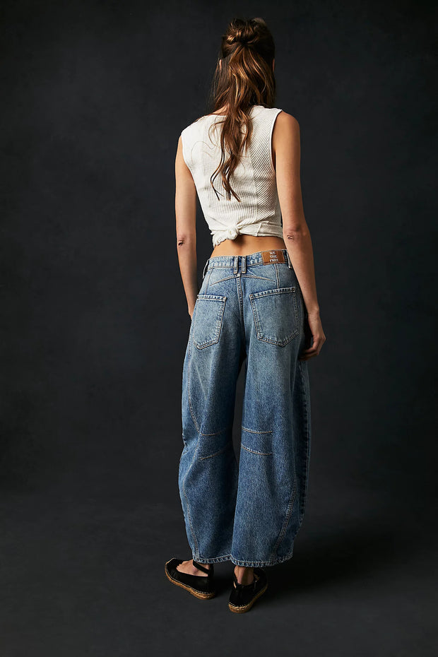 FREE PEOPLE GOOD LUCK BARREL PANT - ULTRA LIGHT BEAM