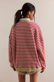 FREE PEOPLE CLASSIC STRIPED CREW - CHERRY COMBO