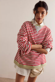 FREE PEOPLE CLASSIC STRIPED CREW - CHERRY COMBO