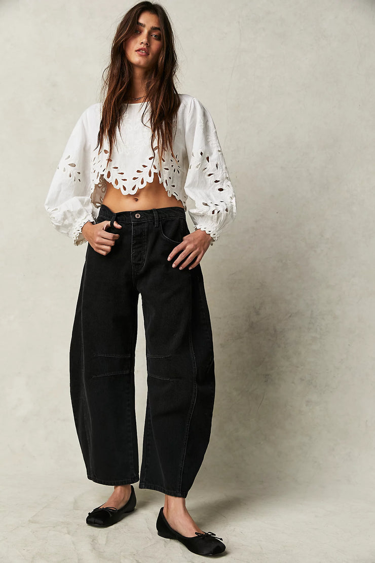 FREE PEOPLE GOOD LUCK BARREL PANT - SOUNDWAVE