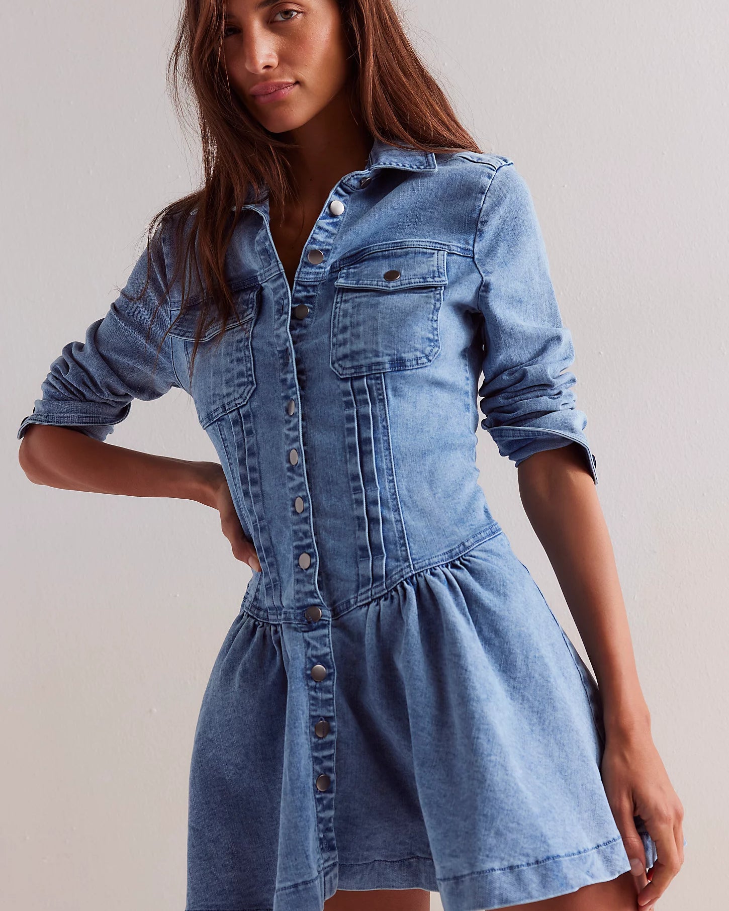 FREE PEOPLE ROADHOUSE DENIM DRESS - ON THE ROAD RINSE