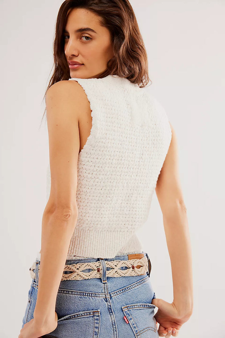 FREE PEOPLE AVA VEST - SUGAR STRAW