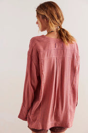 FREE PEOPLE BY THE SHORE SHIRT - WINE COMBO