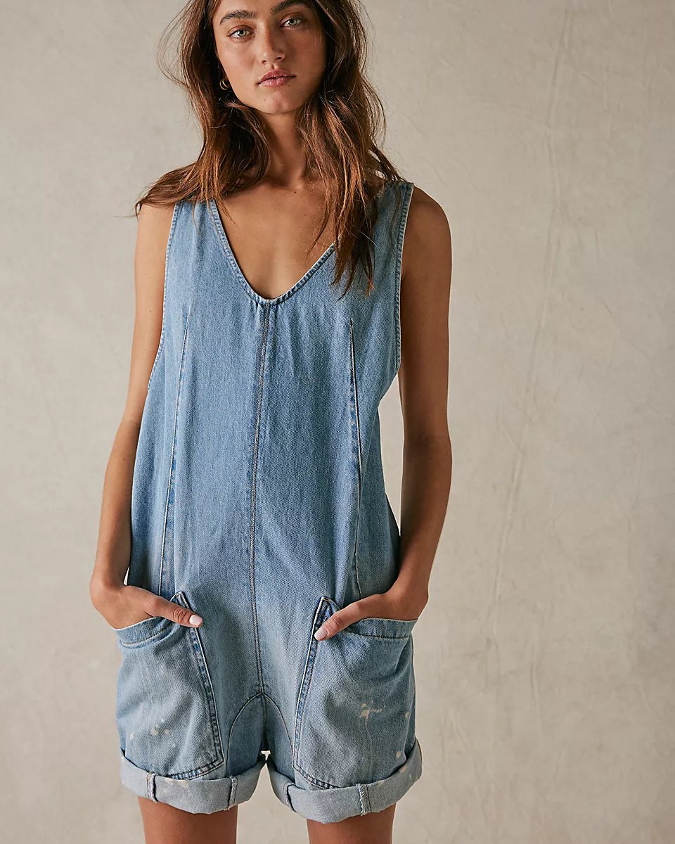 FREE PEOPLE HIGH ROLLER SHORTALL - BRIGHT EYES