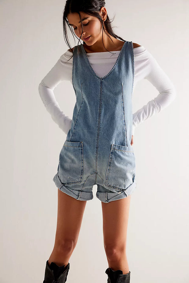 FREE PEOPLE HIGH ROLLER SHORTALL - BRIGHT EYES