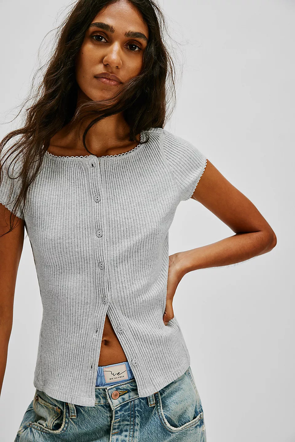 FREE PEOPLE MOST WANTED CARDI - HEATHER GREY