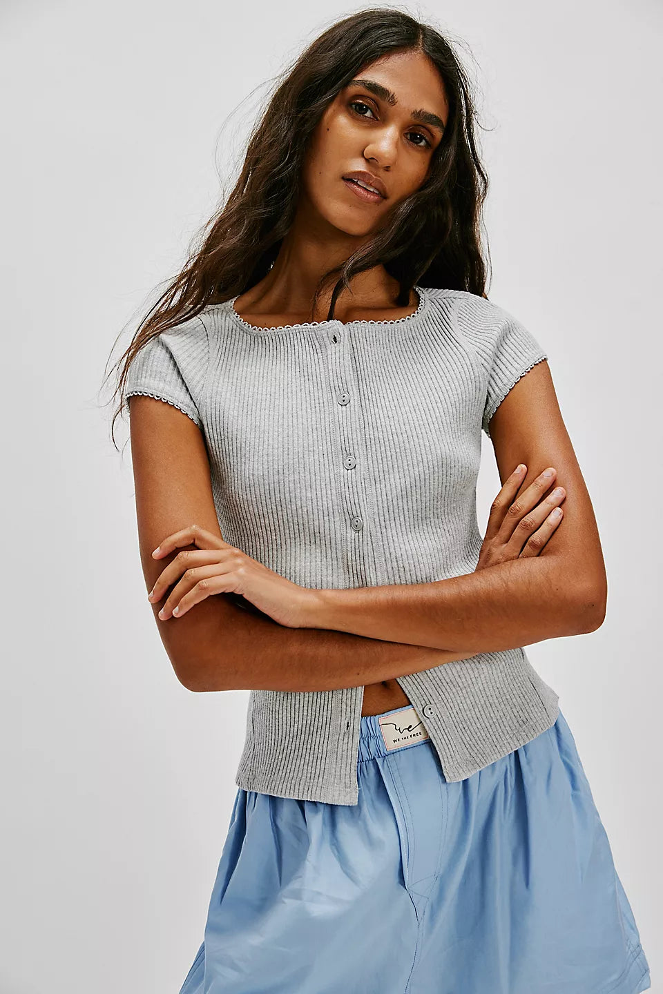 FREE PEOPLE MOST WANTED CARDI - HEATHER GREY