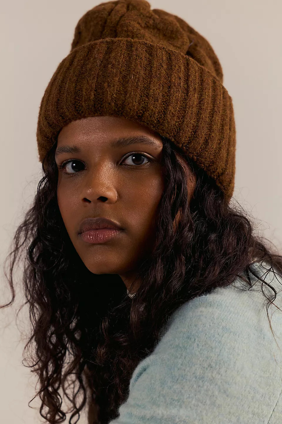 FREE PEOPLE COAST LINE BEANIE - COFFEE