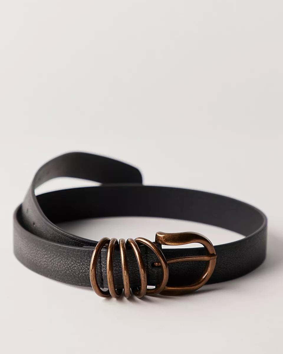 FREE PEOPLE RORI LEATHER BELT - BLACK