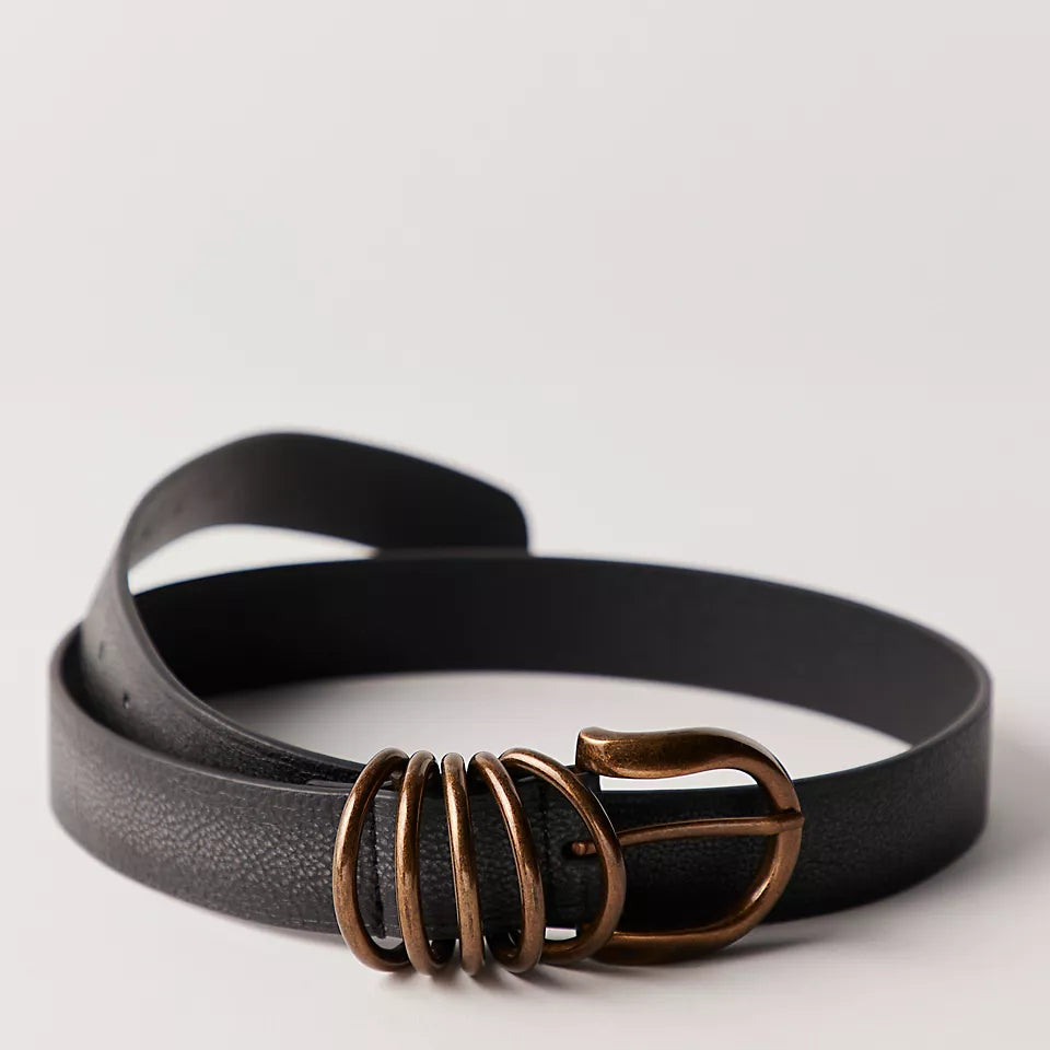 FREE PEOPLE RORI LEATHER BELT - BLACK