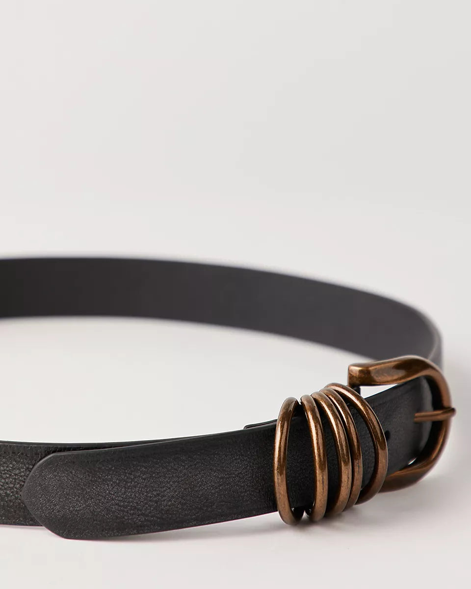 FREE PEOPLE RORI LEATHER BELT - BLACK