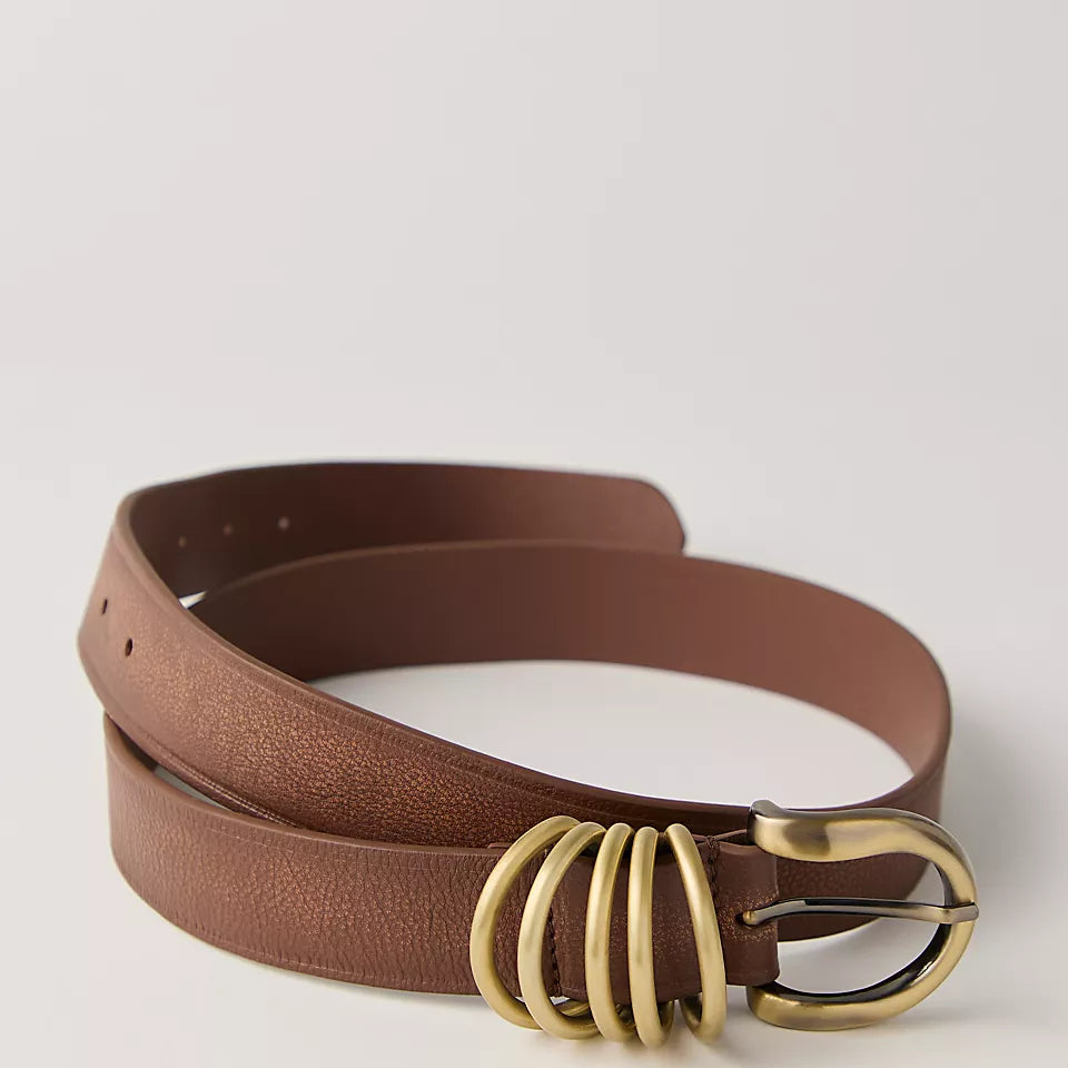 FREE PEOPLE RORI LEATHER BELT - COGNAC