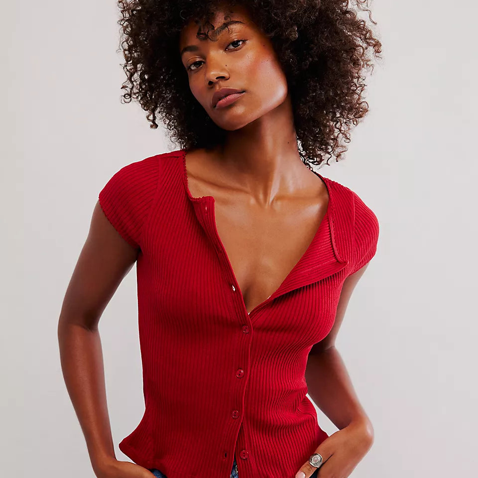 FREE PEOPLE MOST WANTED CARDI - RED