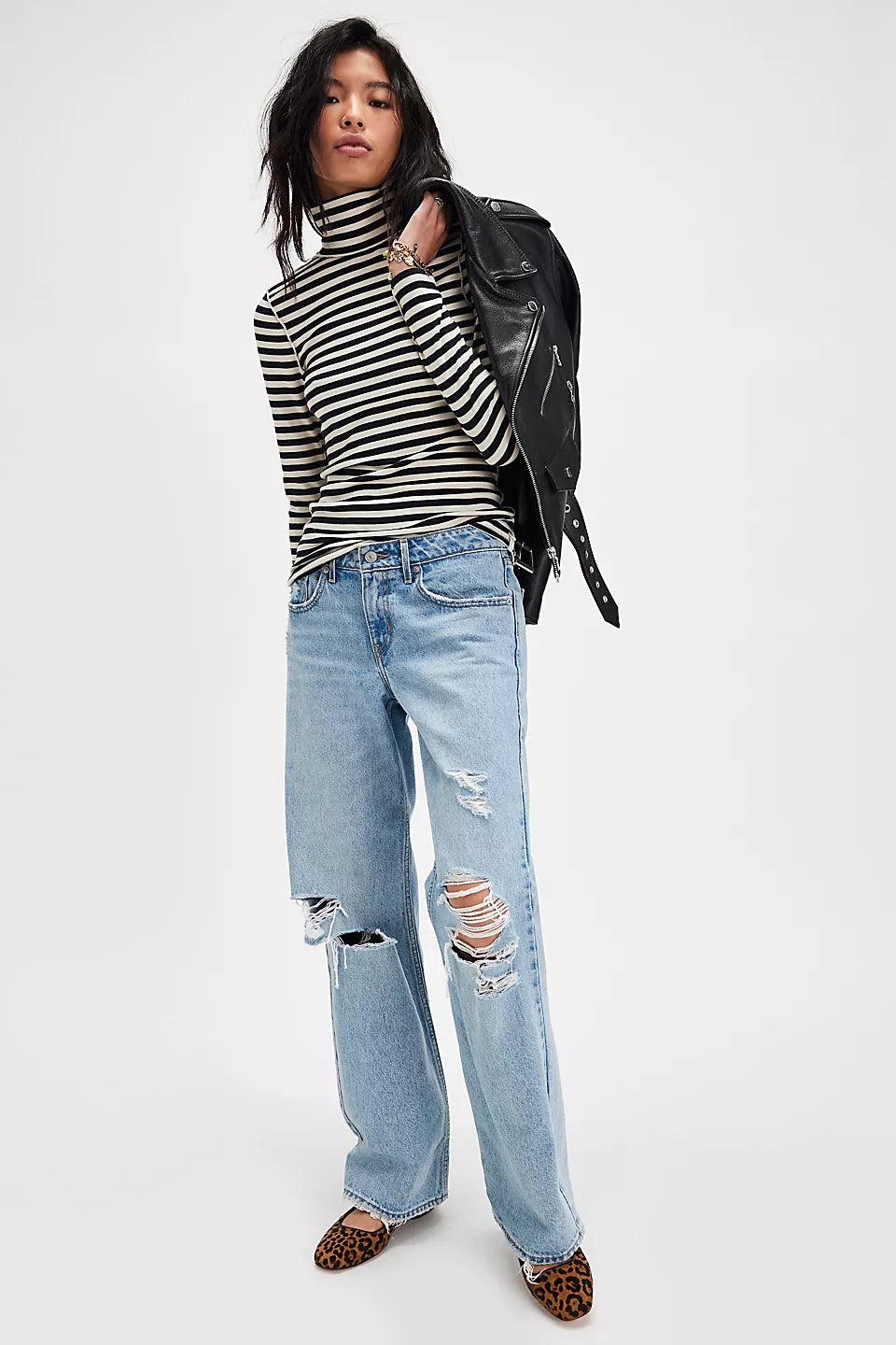 FREE PEOPLE GOOD GOOD TURTLENECK - BLACK COMBO