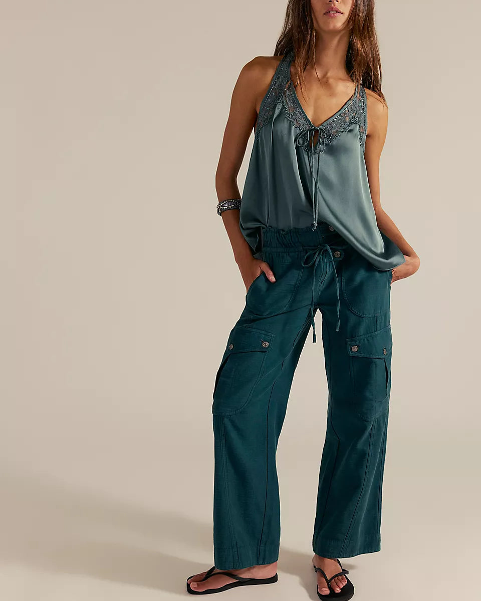 FREE PEOPLE PARK AVE PANT - SEA MOSS