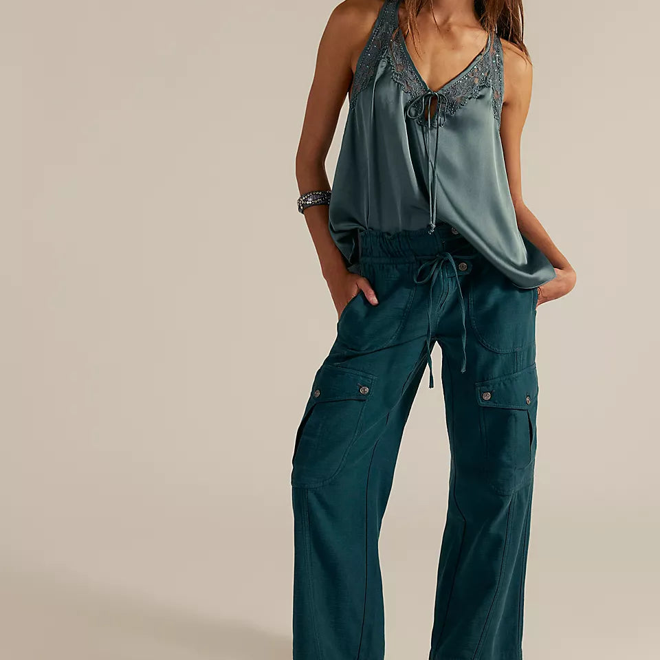 FREE PEOPLE PARK AVE PANT - SEA MOSS