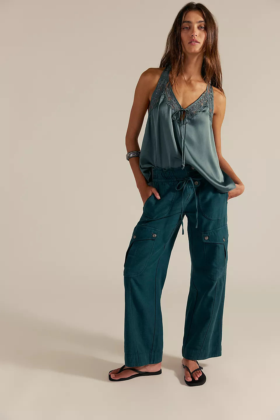 FREE PEOPLE PARK AVE PANT - SEA MOSS