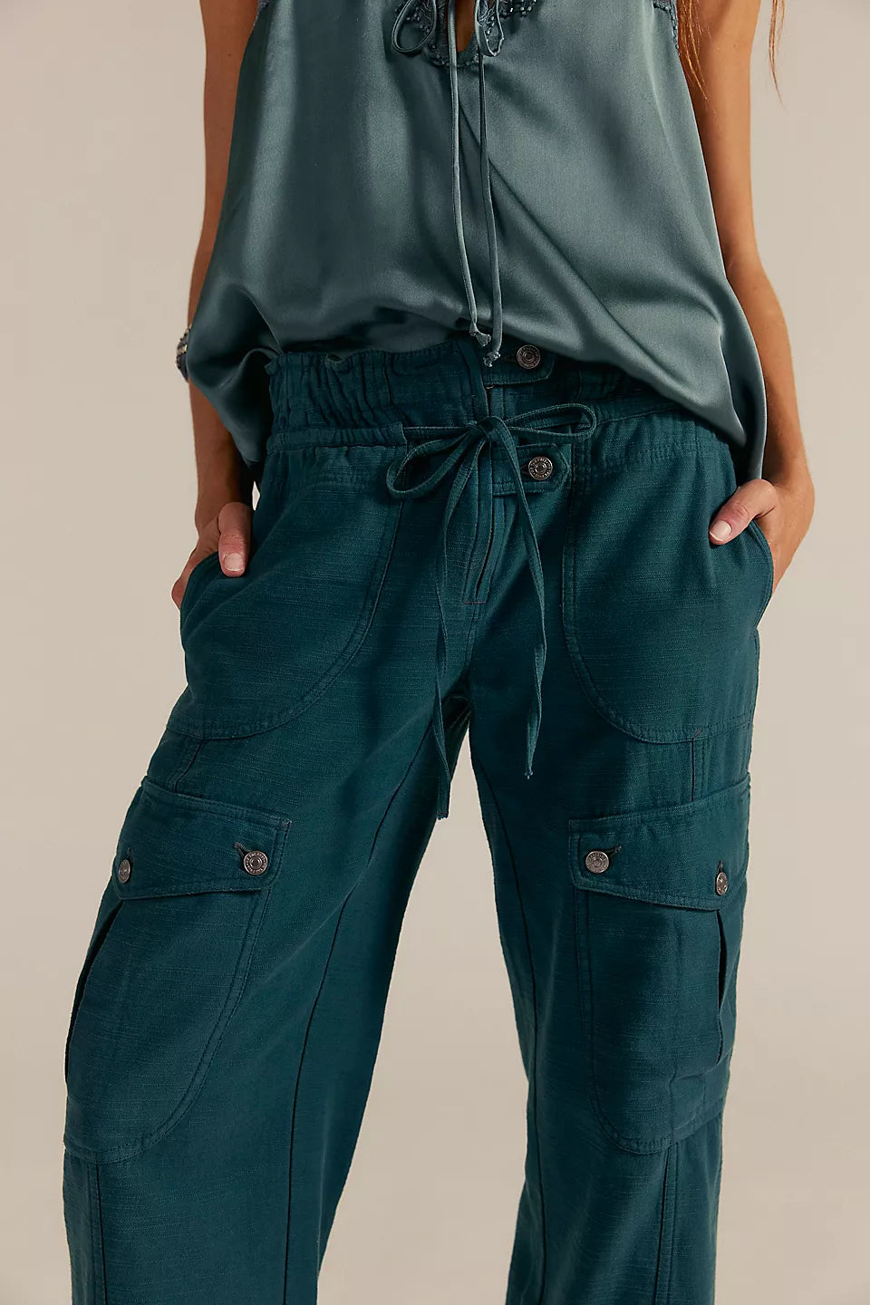 FREE PEOPLE PARK AVE PANT - SEA MOSS