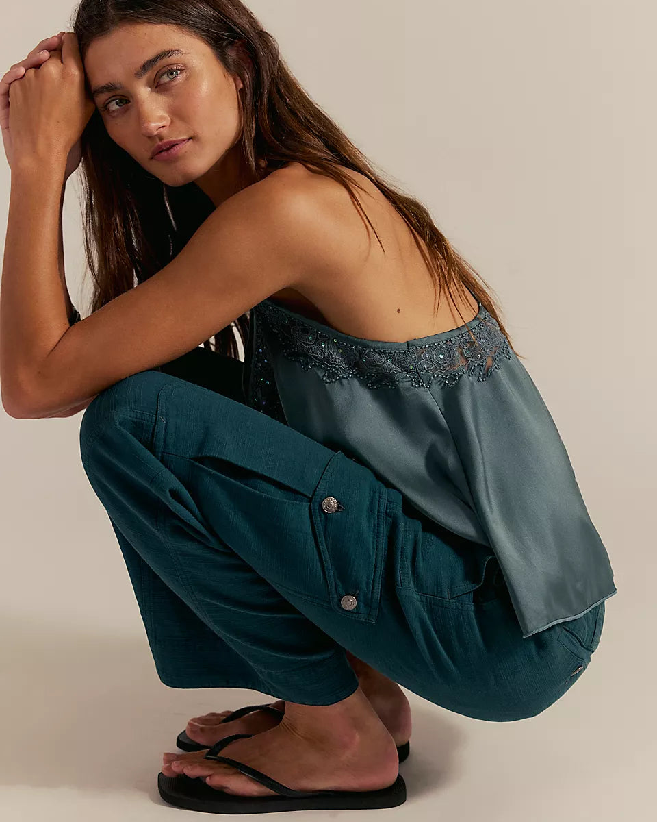 FREE PEOPLE PARK AVE PANT - SEA MOSS