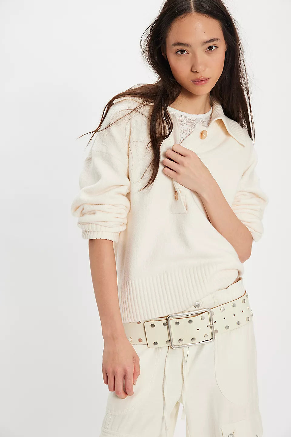 FREE PEOPLE TRADING UP POLO - IVORY