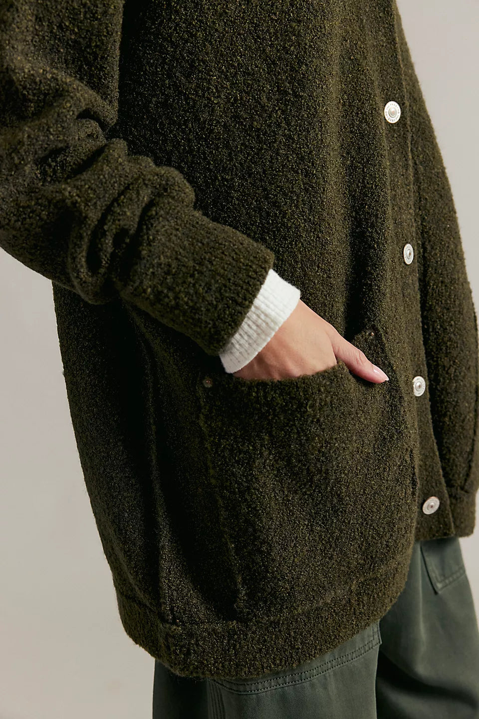 FREE PEOPLE BLAZING CARDI - DARK GREEN