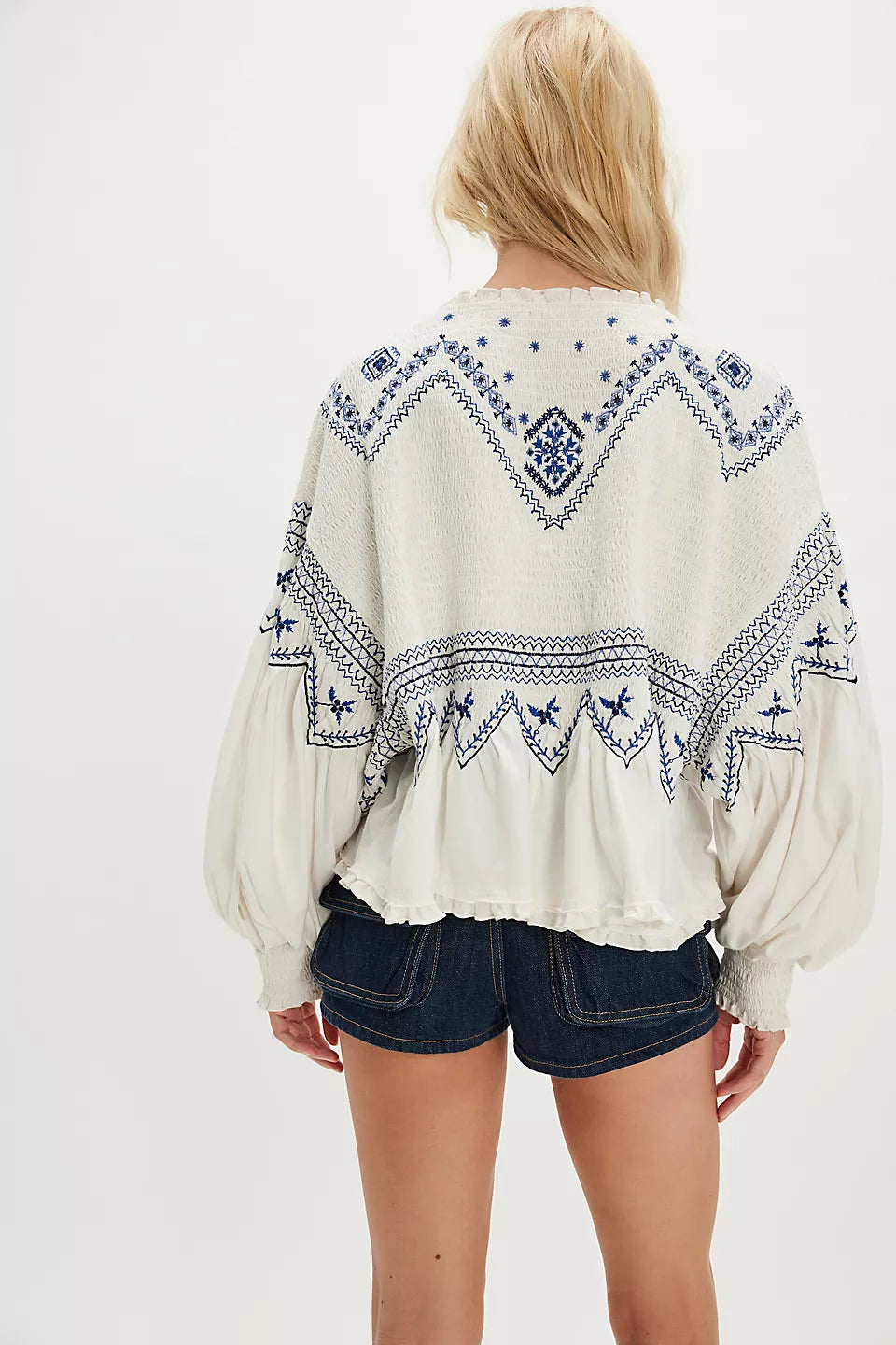 FREE PEOPLE HOLLY KNIT TOP - EGGNOG COMBO