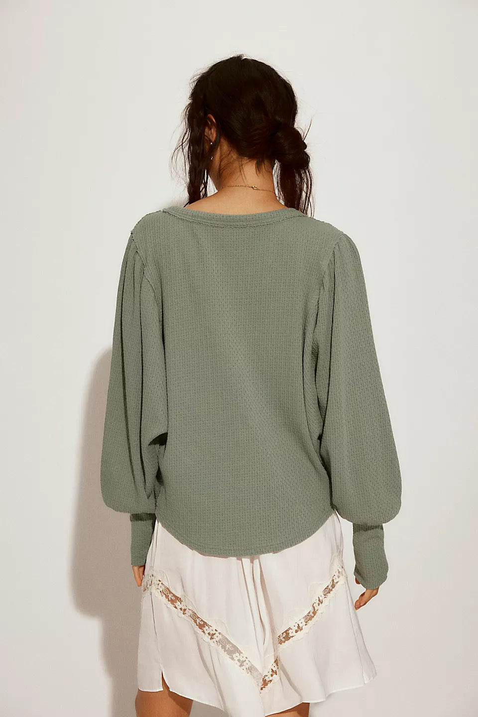 FREE PEOPLE QUINN THERMAL TOP - JADE ASH