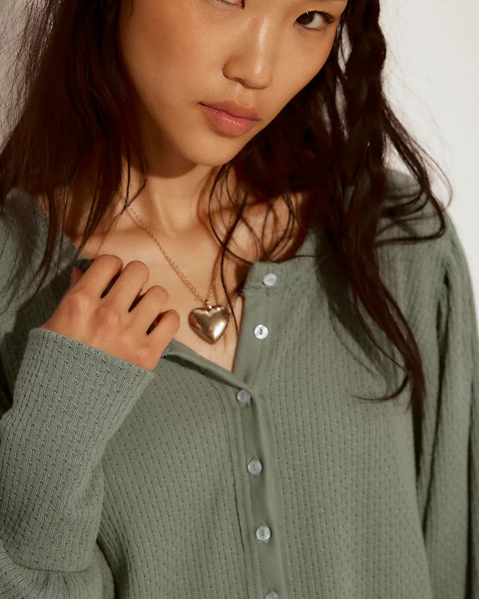 FREE PEOPLE QUINN THERMAL TOP - JADE ASH