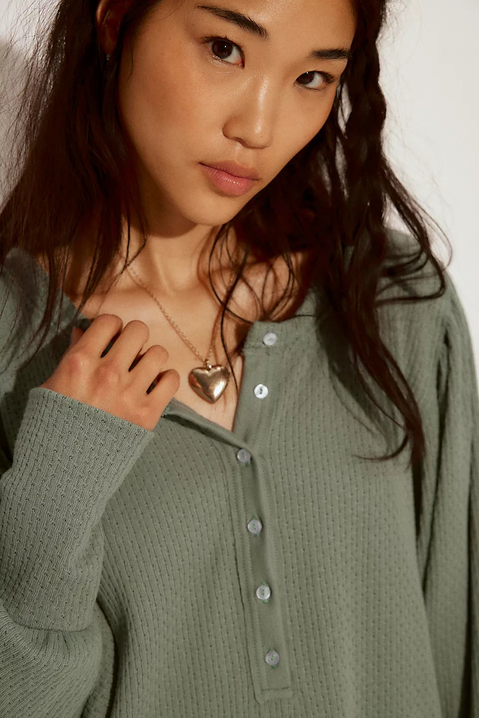 FREE PEOPLE QUINN THERMAL TOP - JADE ASH