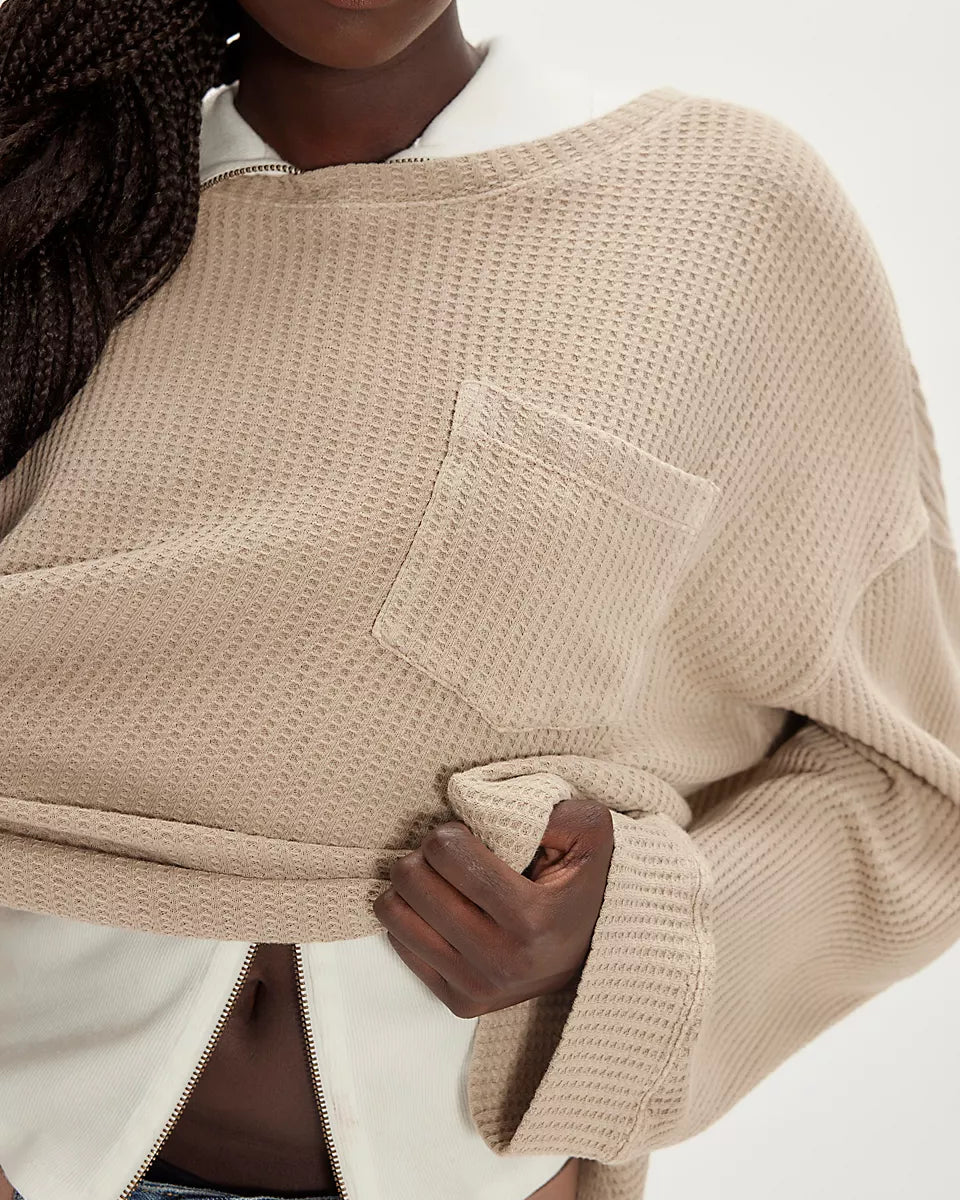 FREE PEOPLE DAWSON POCKET THERMAL - SMOOTHE STONE