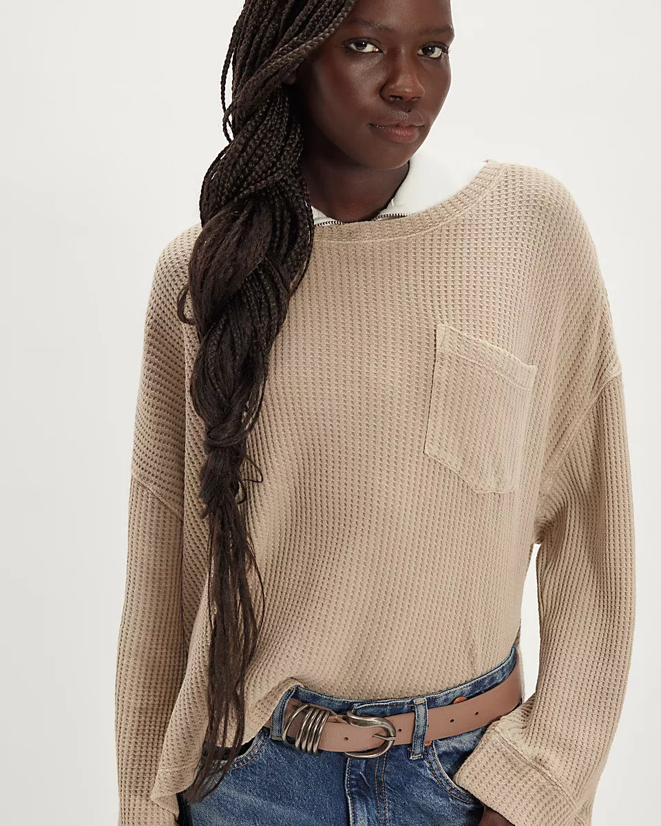 FREE PEOPLE DAWSON POCKET THERMAL - SMOOTHE STONE