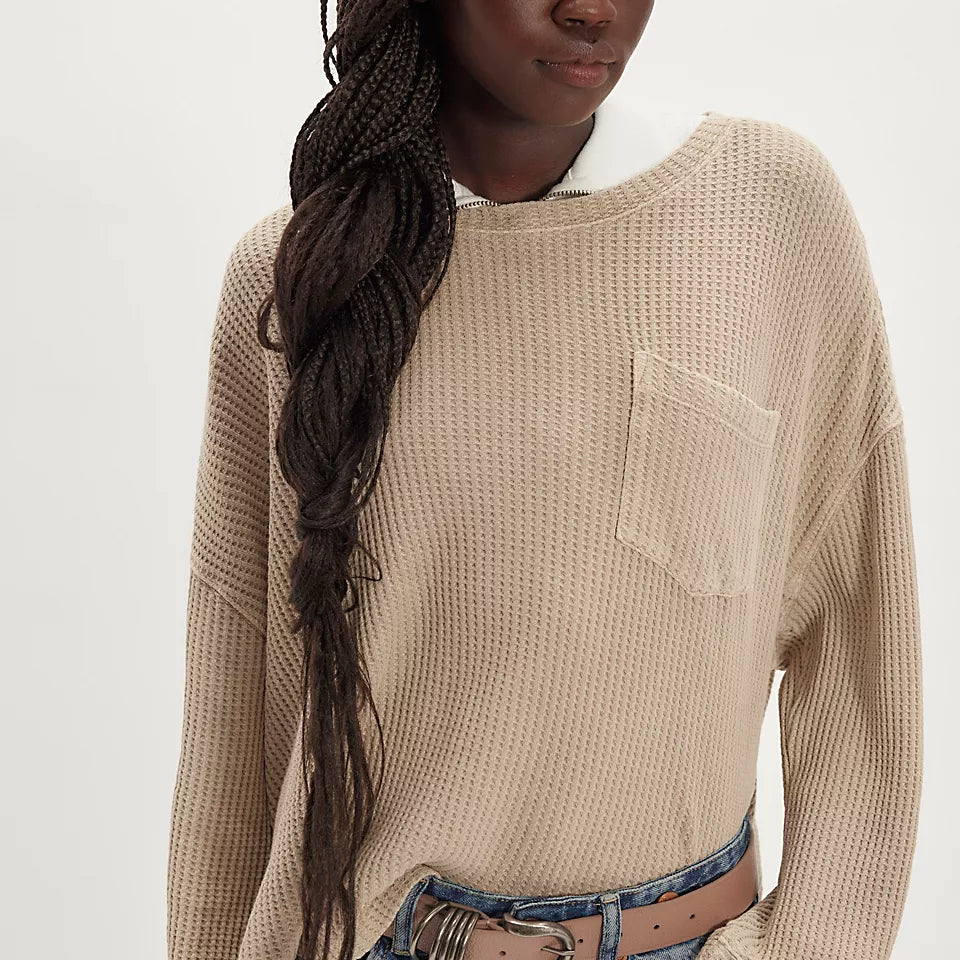 FREE PEOPLE DAWSON POCKET THERMAL - SMOOTHE STONE