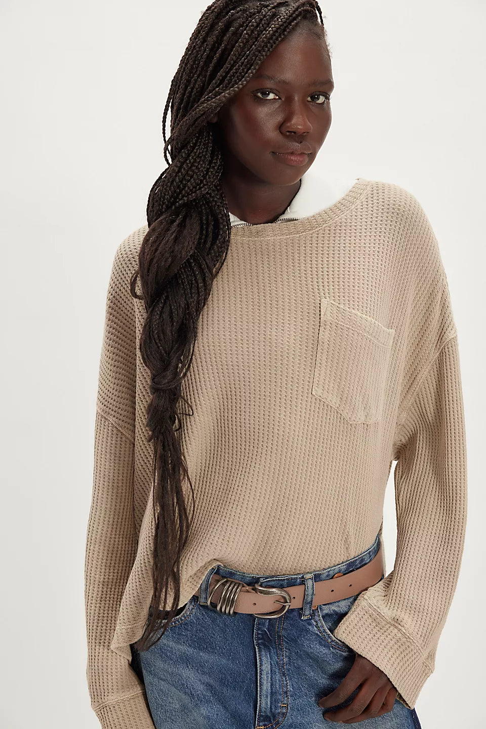 FREE PEOPLE DAWSON POCKET THERMAL - SMOOTHE STONE