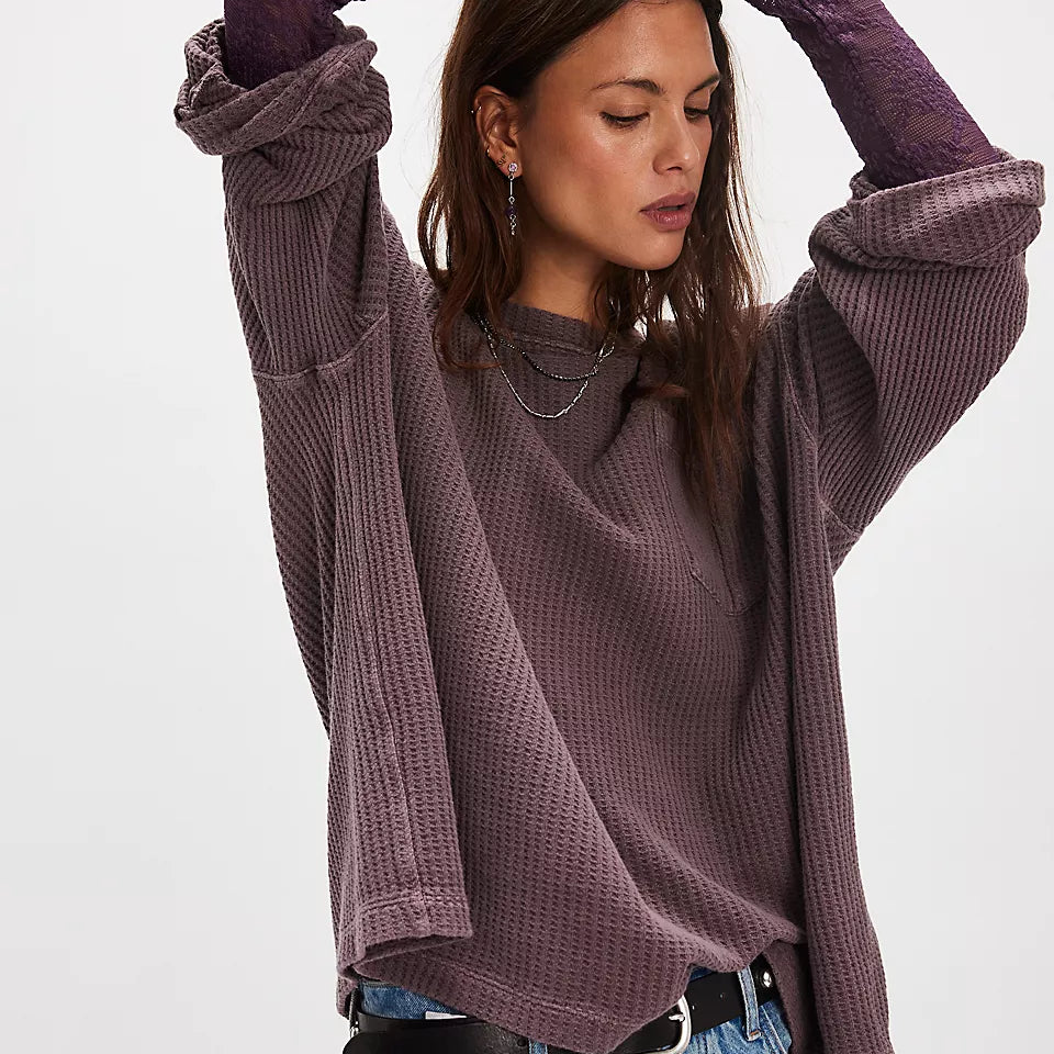 FREE PEOPLE DAWSON POCKET THERMAL - CHOCOLATE GRAPE
