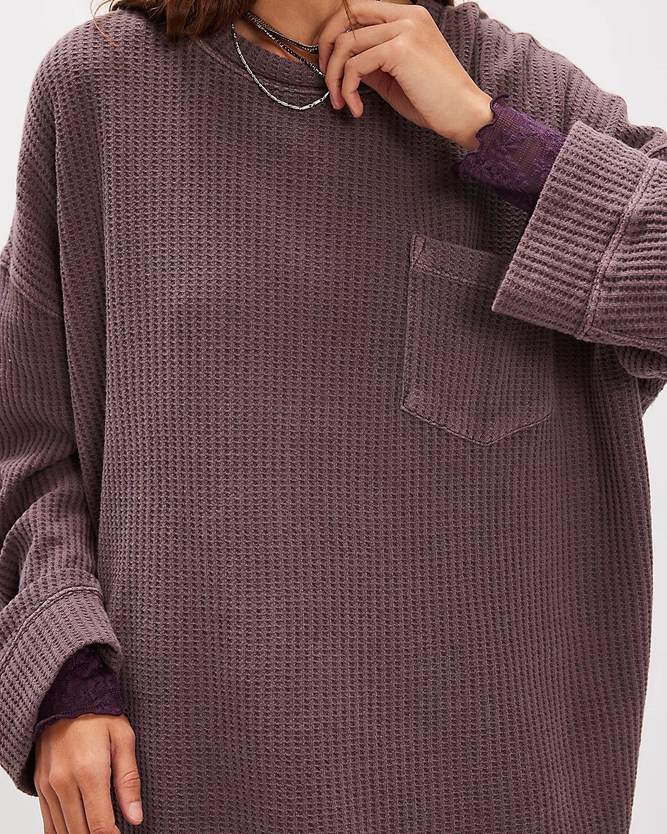 FREE PEOPLE DAWSON POCKET THERMAL - CHOCOLATE GRAPE