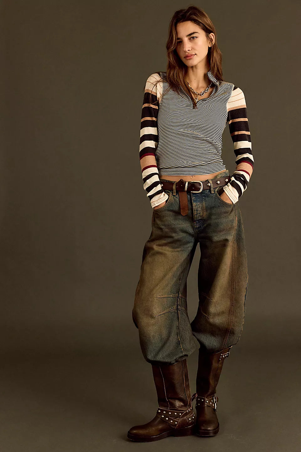 FREE PEOPLE AVERY ZIP UP - BLACK COMBO