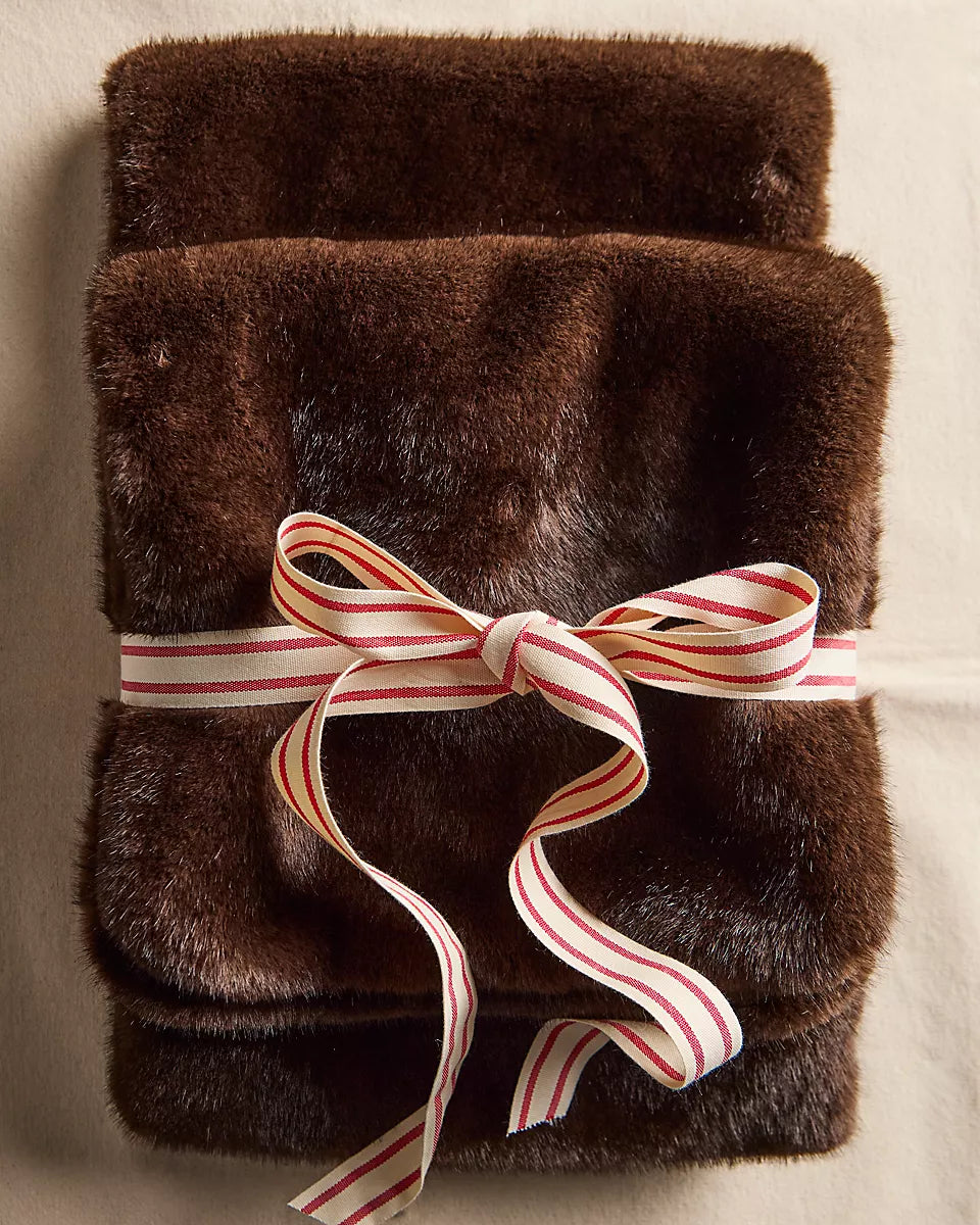 FREE PEOPLE SNOW ANGEL FAUX FUR SCARF - ESPRESSO