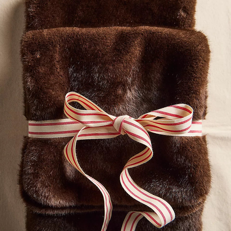 FREE PEOPLE SNOW ANGEL FAUX FUR SCARF - ESPRESSO